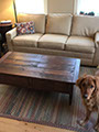 Custom farm coffee table with quality wood grain and finish adds ambiance and charm to any decor.
